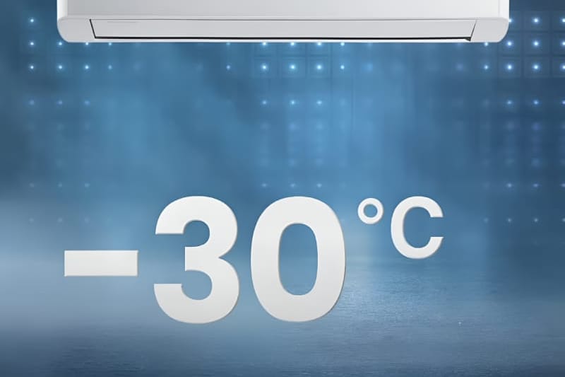 GREE Amber Nordic GWH24YE šildo net esant −30 °C