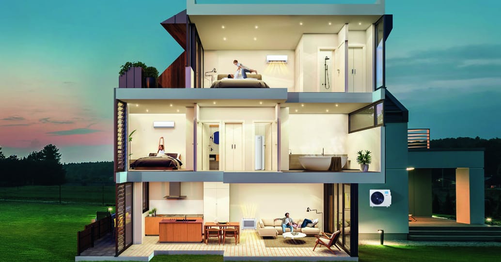 Midea multi-split sistema: Midea Compact MCA4U-12HRFNX-QRD1W(GA) ir kiti vidiniai blokai keliose patalpose su vienu lauko bloku