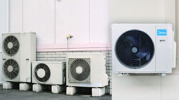 Vienas Midea multi-split lauko blokas vietoje kelių atskirų lauko blokų ant namo sienos