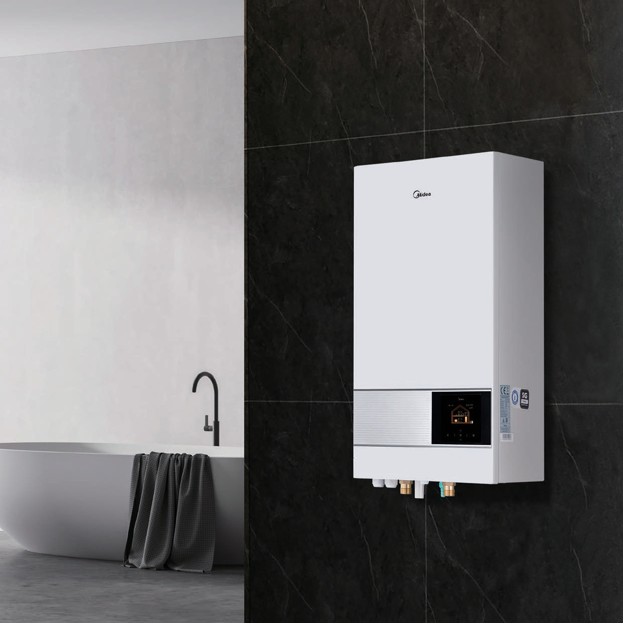 Midea M-Thermal Arctic sieninis hidromodulis HB-A100/CDS90GN8-B2 su spalvotu valdikliu ant sienos