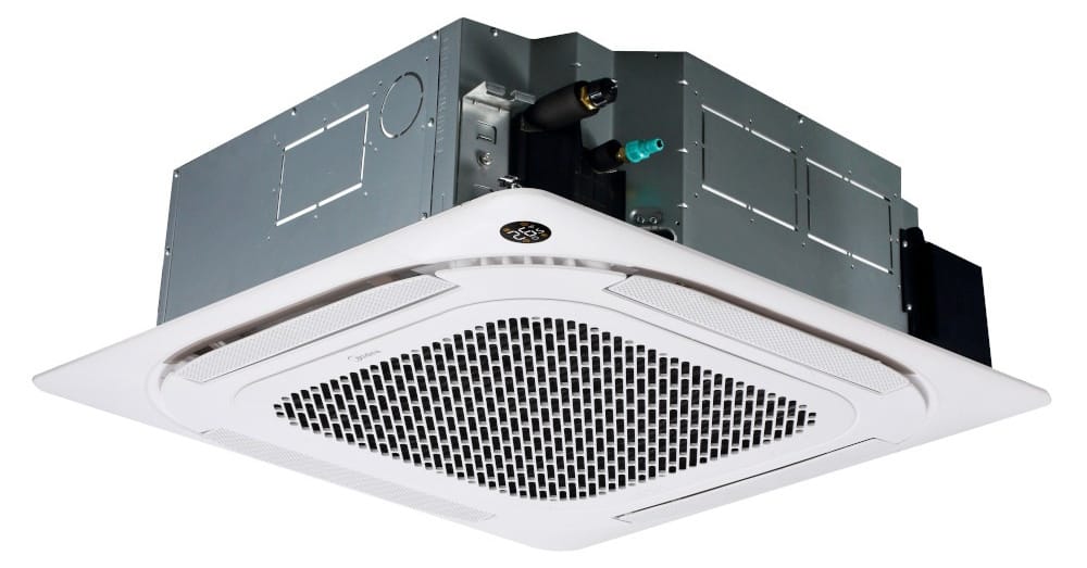 Midea Breezeless+ MCD1-48HRFNX-QRD0W(GA) kasetinio bloko korpusas su Breezeless panele T-MBQ4-04AWD