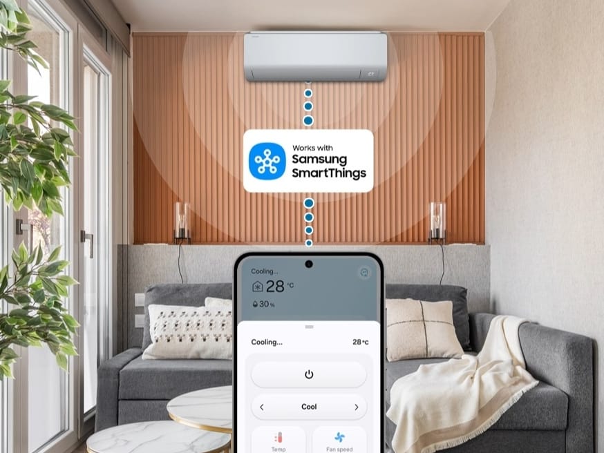 Samsung oro kondicionieriaus valdymas telefonu per SmartThings
