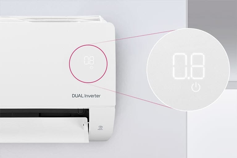 LG DUALCOOL Standard 2 S24EC – energijos suvartojimo rodmuo vidinio bloko ekrane
