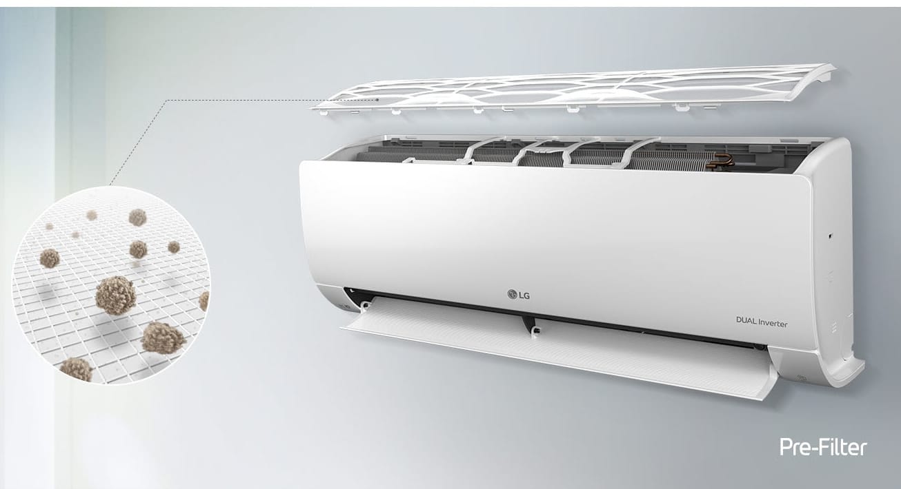 LG DUALCOOL Standard 2 S24EC – išankstinis filtras sulaiko stambias dulkes