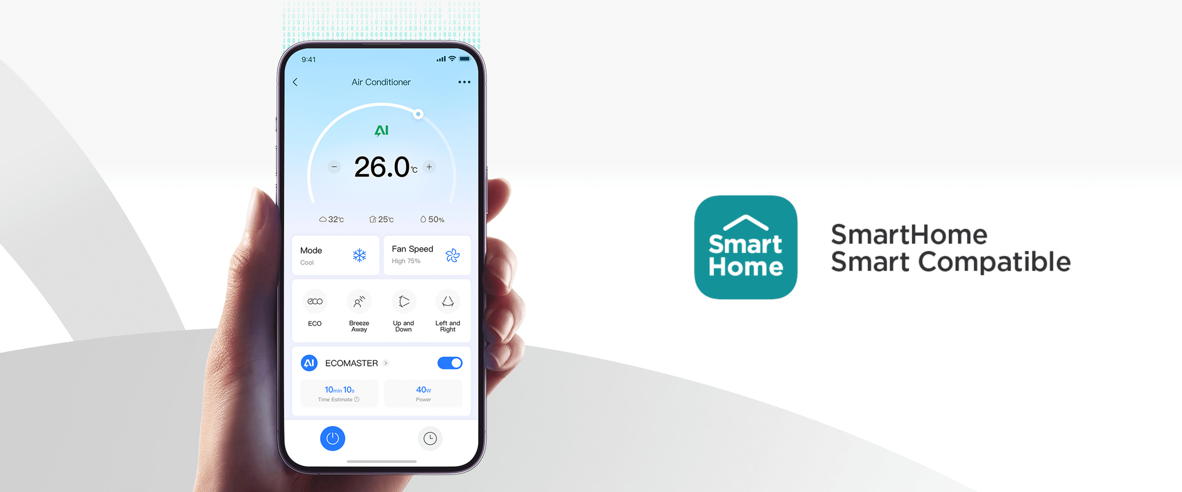 Midea SmartHome programėlė telefone – Midea Solstice EZ-18RD6-I valdymas ir energijos ataskaitos