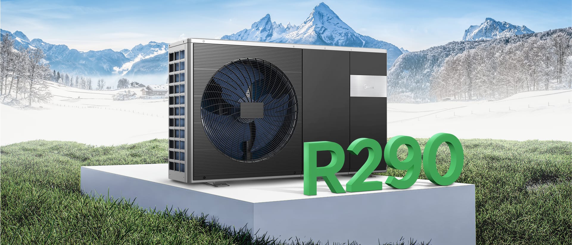 Midea M-Thermal Arctic MHC-V6WD2N7 šilumos siurblys oras-vanduo su natūraliu šaltnešiu R290 snieguotuose kalnuose