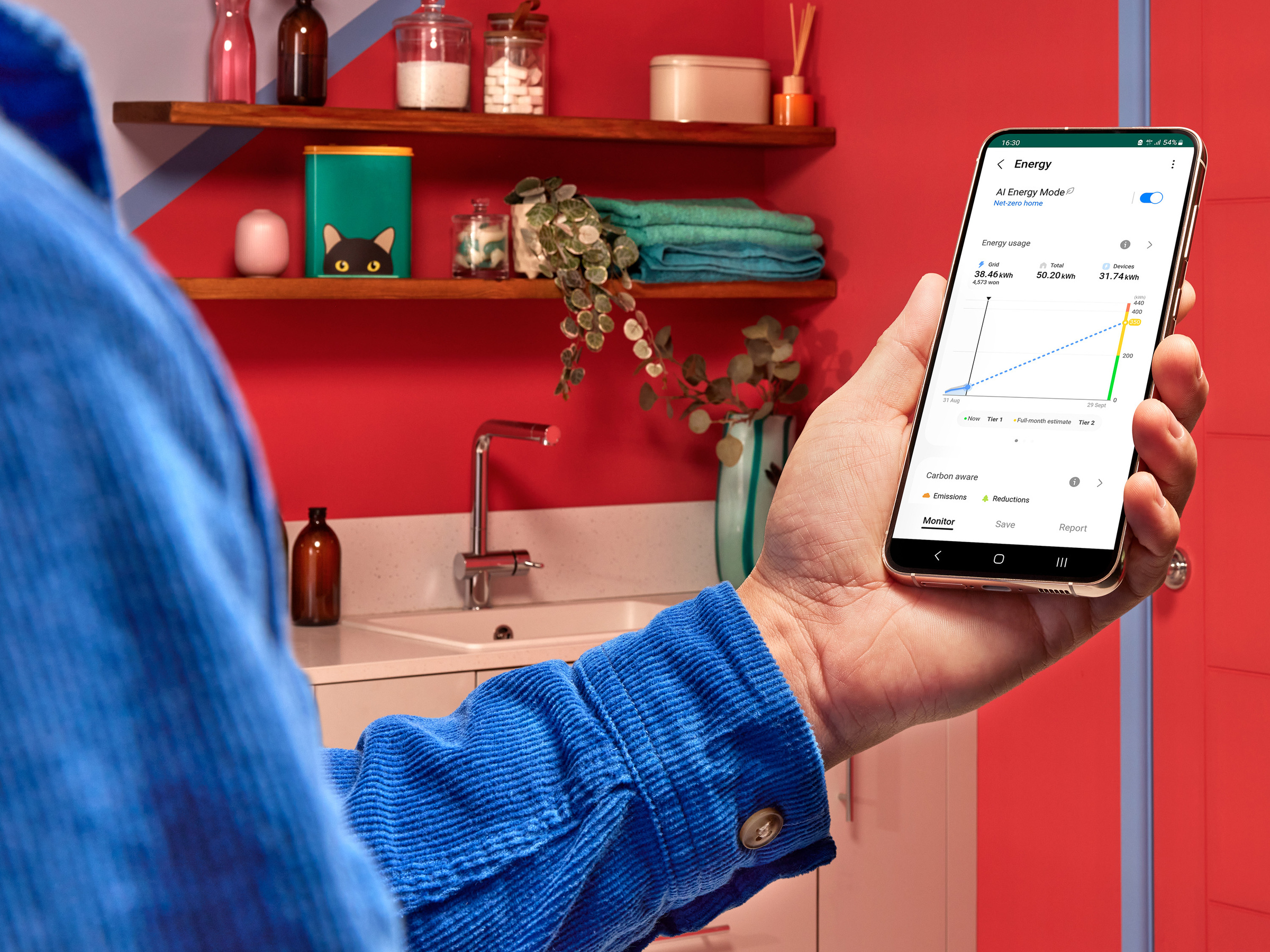Samsung WindFree Première AR70H12C1AWNEU valdymas programėle SmartThings – elektros sąnaudos telefone