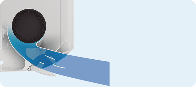 Panasonic Etherea CS-Z35CKEW Aerowings 2.0 mentelės: dušo tipo vėsinimas – vėsus oras nukreipiamas į lubas