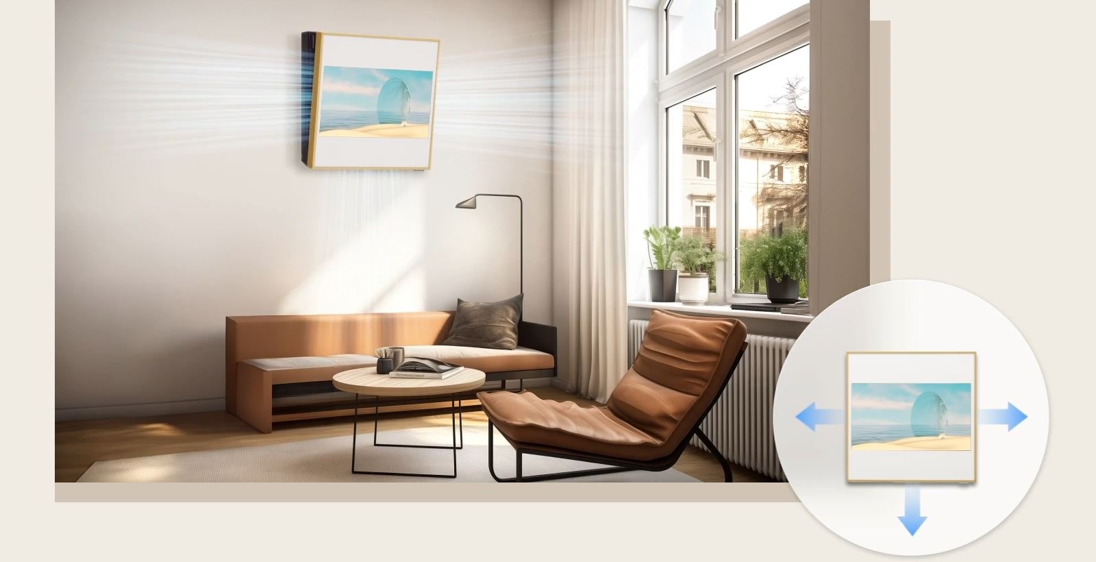 LG ARTCOOL Gallery Premium LCD A12GA2 – oras pro kairę, dešinę ir apatinę rėmo dalį