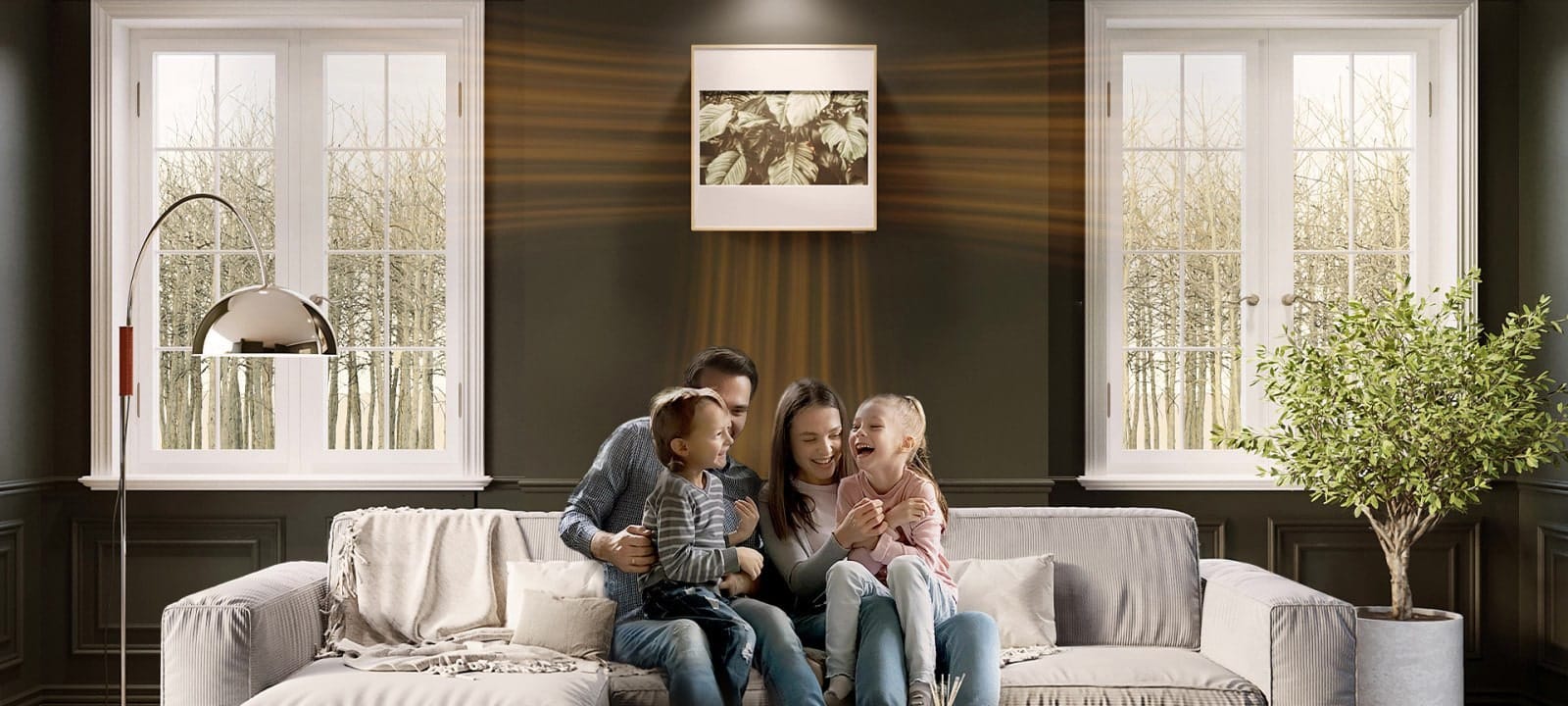 LG ARTCOOL Gallery Premium LCD A12GA2 – šiltas srautas vėsų vakarą šeimos svetainėje