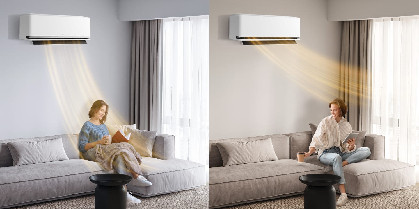 LG DUALCOOL AI Deluxe Soft Air P12SND – šilta ir jauku vėsų pavasario ar rudens vakarą