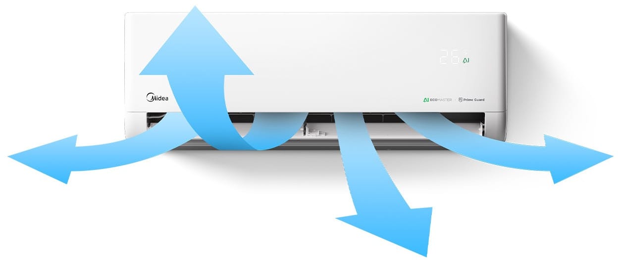 Midea Solunar EF-12RD1H 3D oro srautas – mentelės juda horizontaliai ir vertikaliai