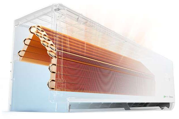 Midea Solunar EF-12RD1H Active Clean – vidinio bloko šilumokaičio valymas iki 56 °C