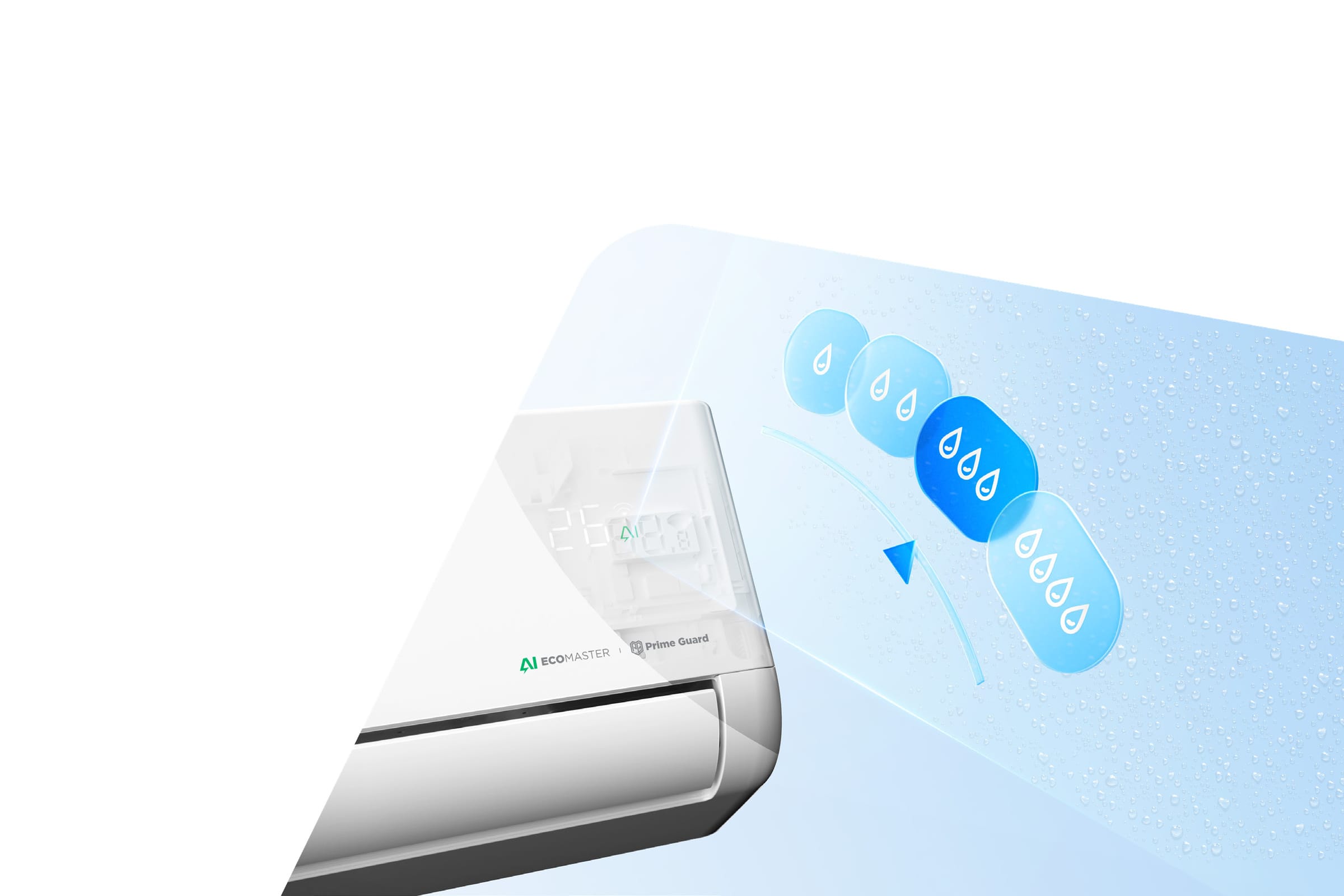 Midea Solunar EF-12RD1H AI drėgmės kontrolė – palaikomas komfortiškas drėgmės lygis
