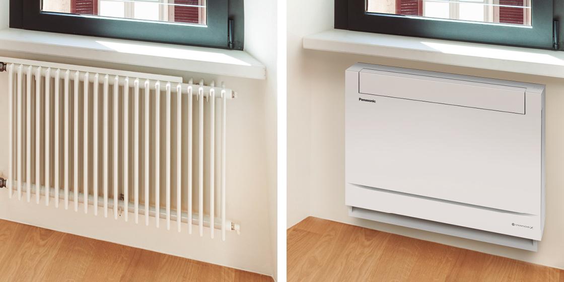 Panasonic grindinis CS-Z35CFEAW-1 po langu vietoje seno radiatoriaus – sprendimas renovacijai