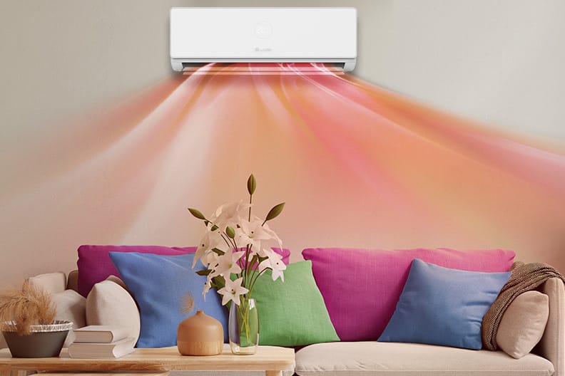 Bosch Climate 4000i CL4000iU W 52 E šildymo režimu – šilto oro srautas svetainėje