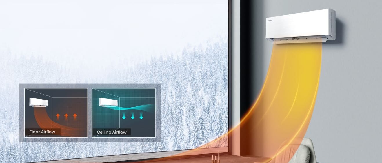 Hisense Energy Pro X QH50BV0AG baltas šilumos siurblys oras-oras – šiluma prie grindų žiemą