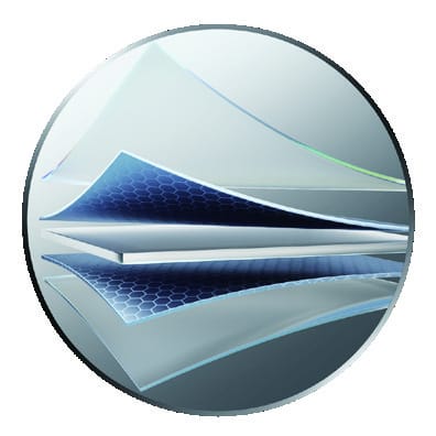 Midea Raynor EXH-12RE1N-O Prime Guard: dvigubas grafeno sluoksnis HYPER GRAPFINS ant lauko bloko lamelių
