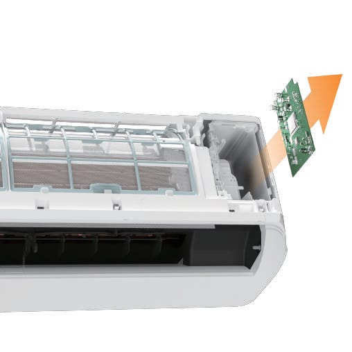 Midea Raynor EX-12RE1N-I vidinis blokas – ištraukiama valdymo plokštė patogiam aptarnavimui