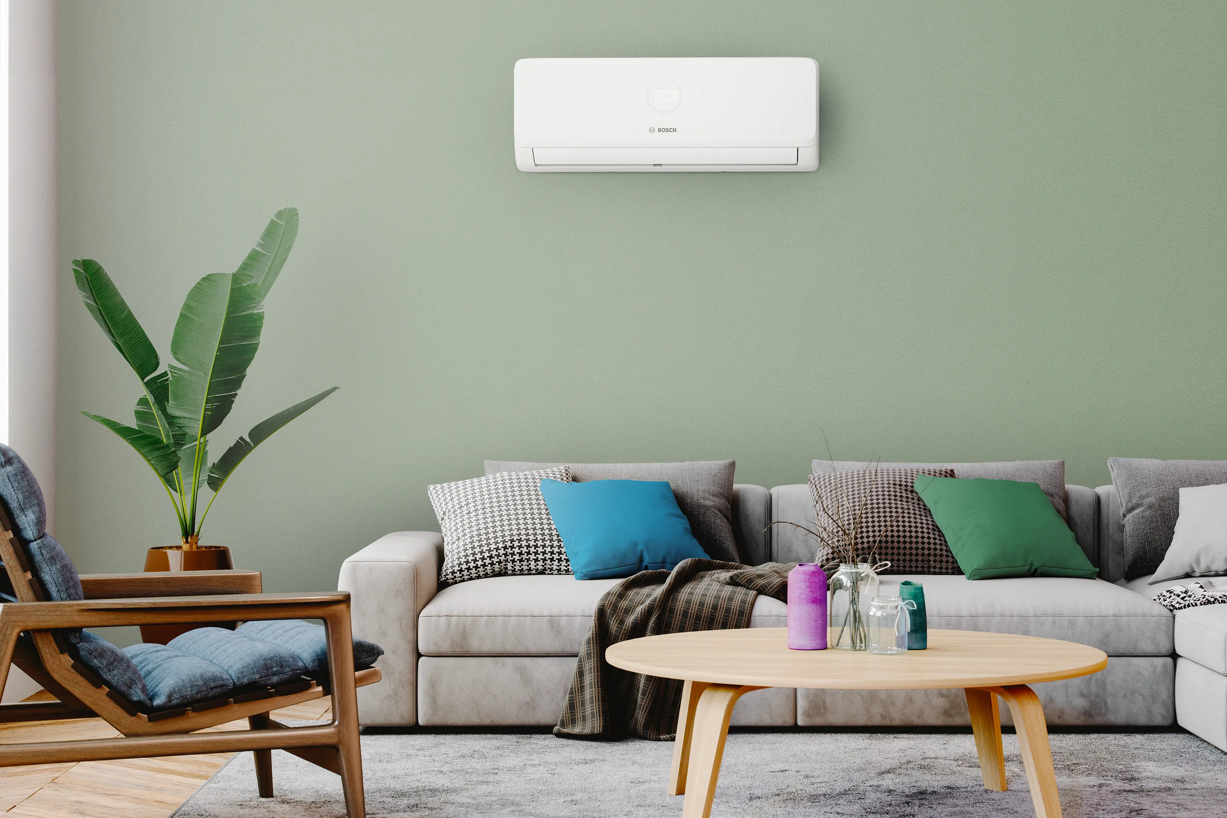 Bosch Climate 3200i sieninis blokas svetainėje – Climate 5000 M CL5000M 125/5 E sistemoje kiekvienas kambarys valdomas atskirai
