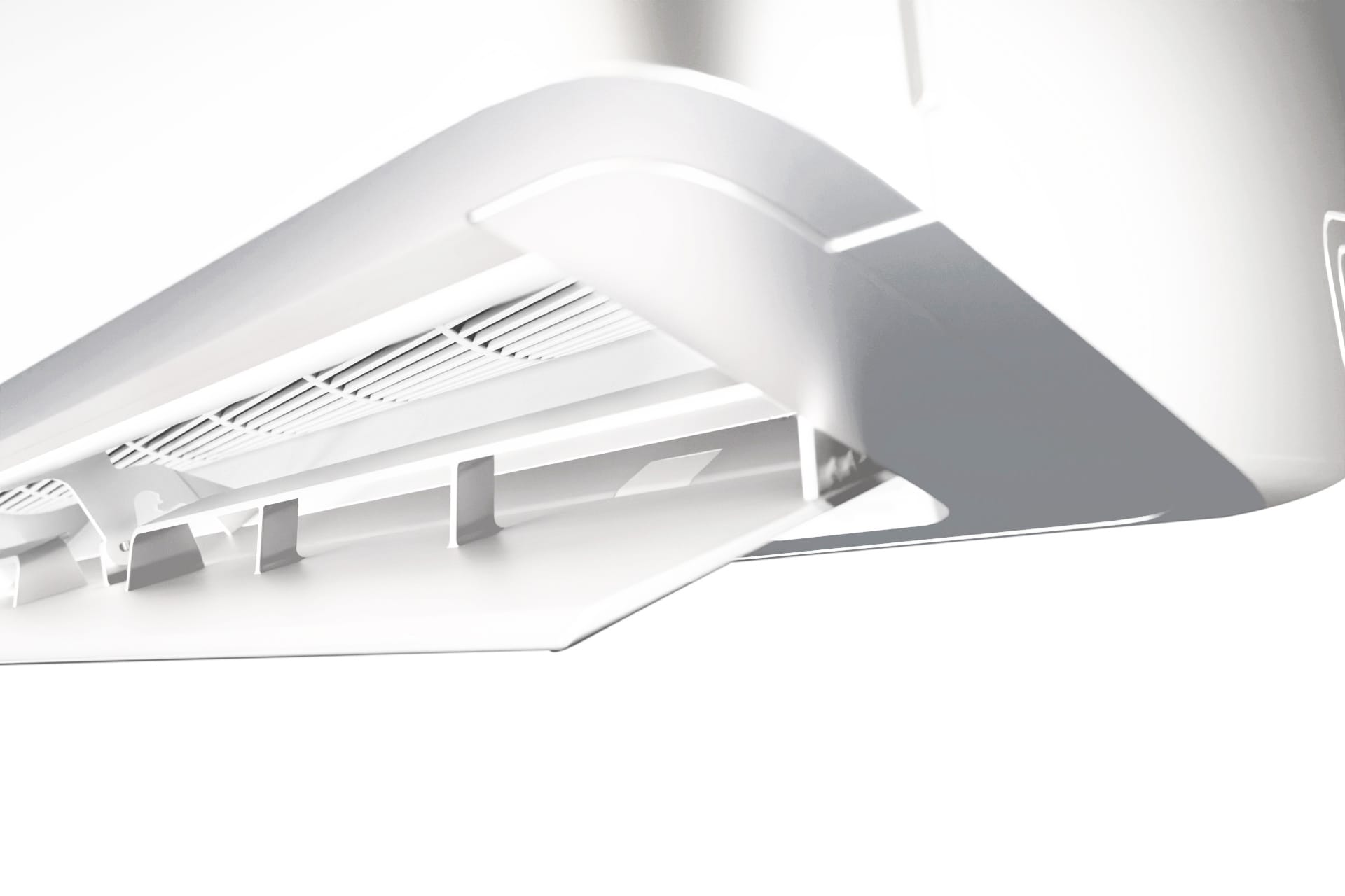 Bosch Climate 7100i CL7100i W 50 HE baltas – oro srauto mentelė iš arti (3D Swing, „Wind Avoid Me“)