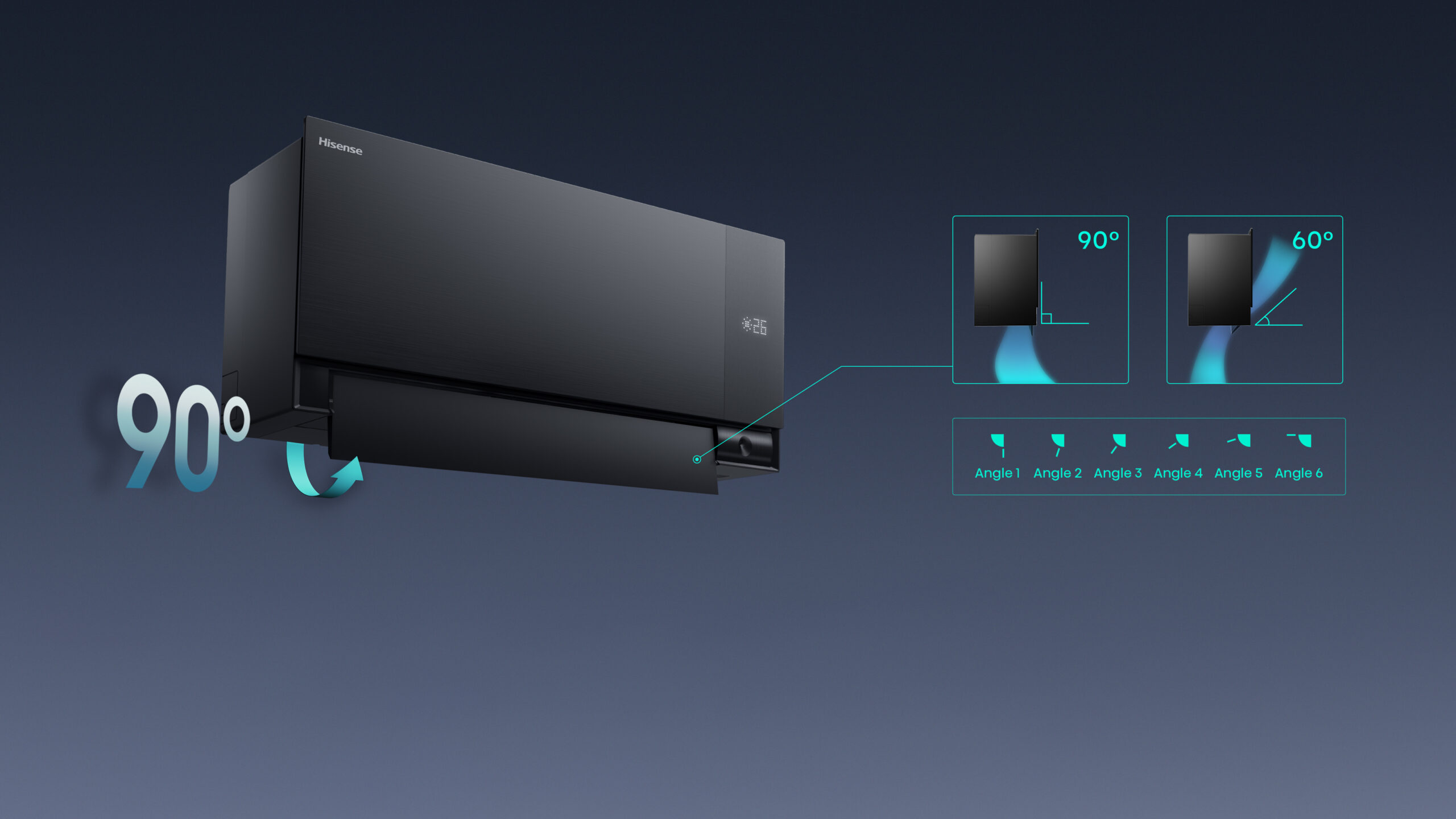 Hisense Air Master mentelės atsiveria 90 laipsnių kampu