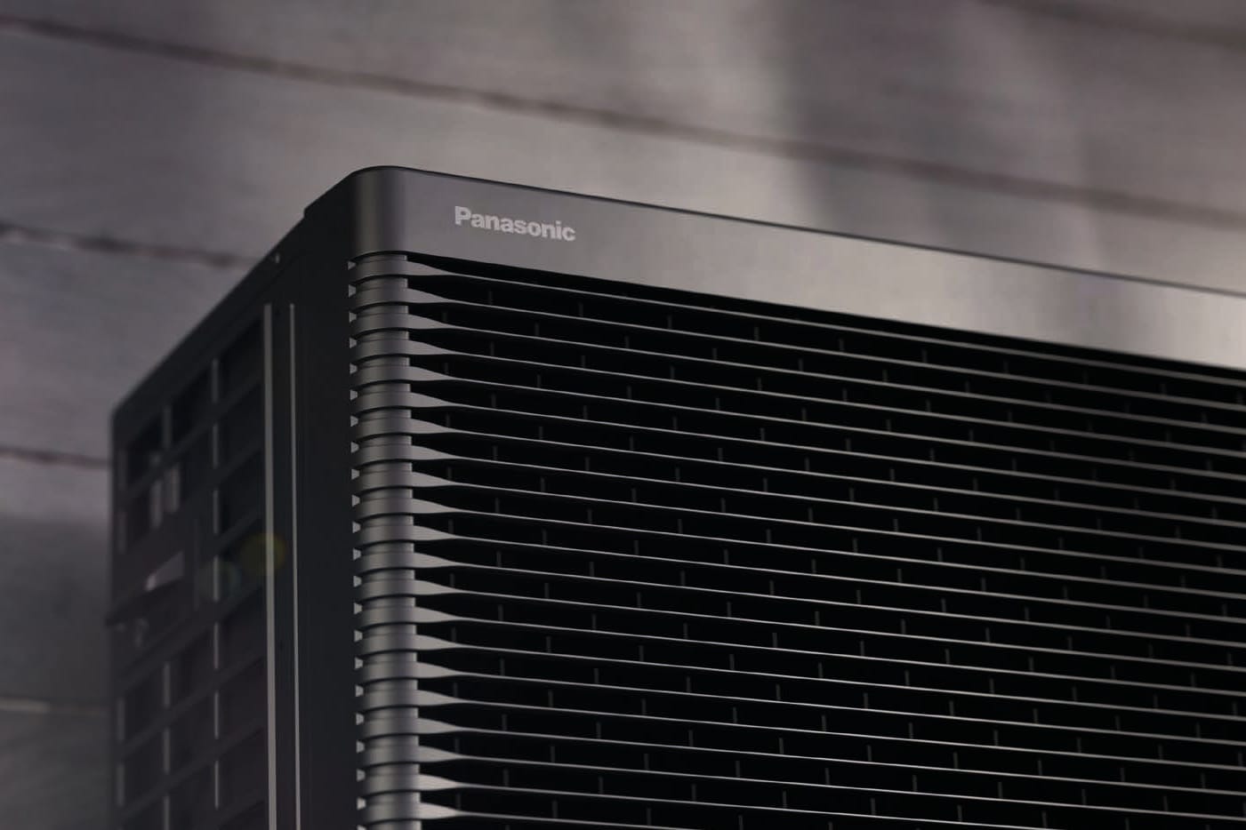 Panasonic Aquarea High Performance Bi-bloc K antracito pilkos spalvos lauko bloko WH-UDZ05KE5 dizainas iš arti