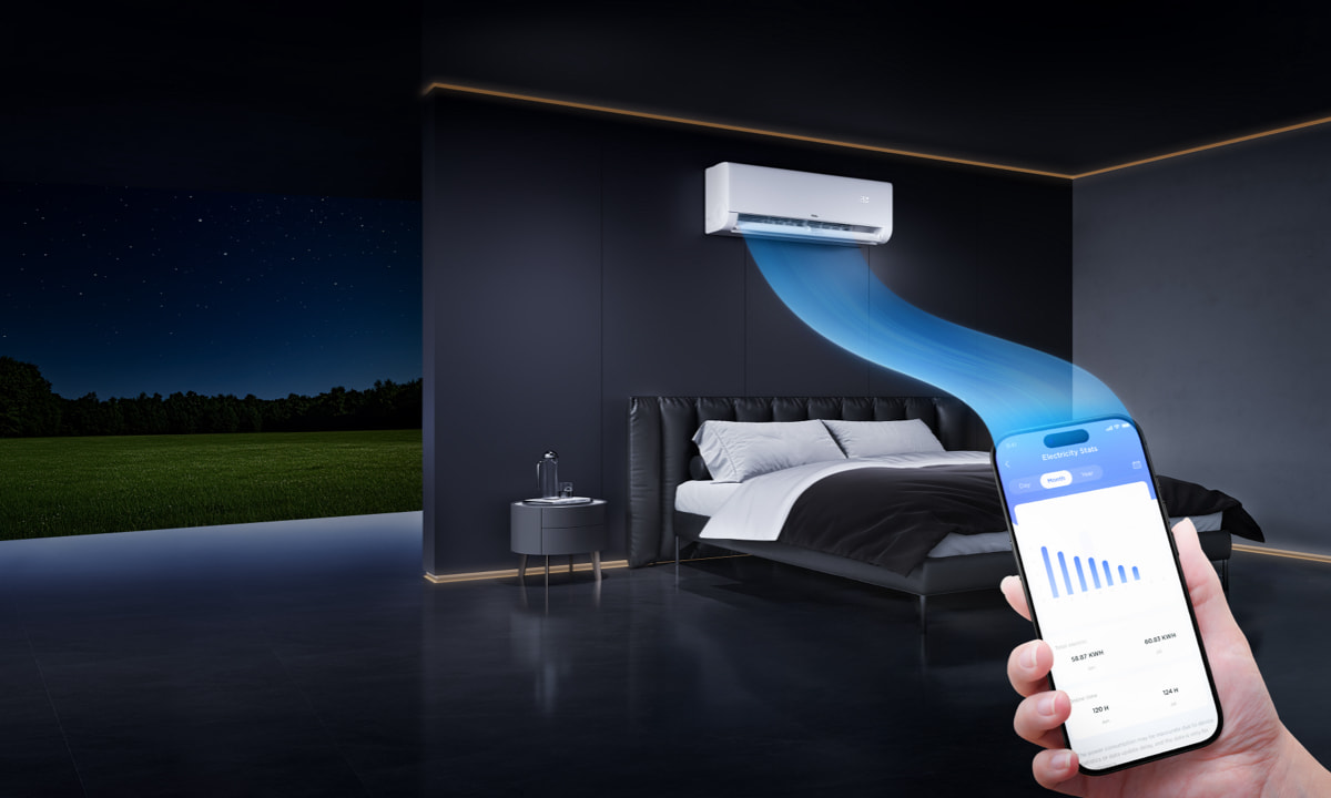 TCL BreezeIN 2.0 TAC-09CHSD/UG11V3A miegamajame ir TCL Home programėlė telefone – elektros sąnaudų diagrama